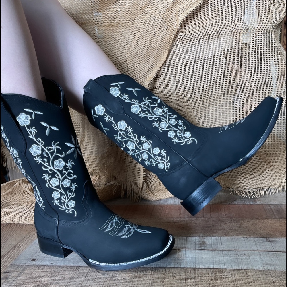 COPY - WOMEN'S WESTERN RODEO COWGIRL BOOTS GENUINE LEATHER LADIES BOTA VAQUERA …